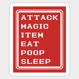 Final Fantasy Battle Menu Eat Poop Sleep Red Mage Version Magnet